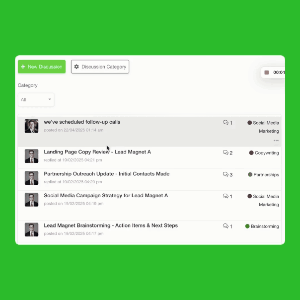 Keep discussions organized within project contexts