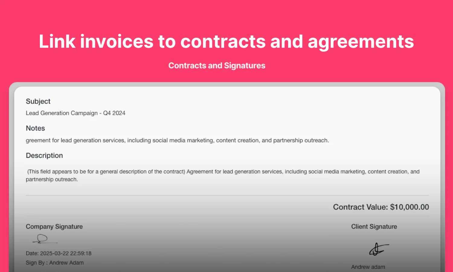 Link invoices to contracts and agreements